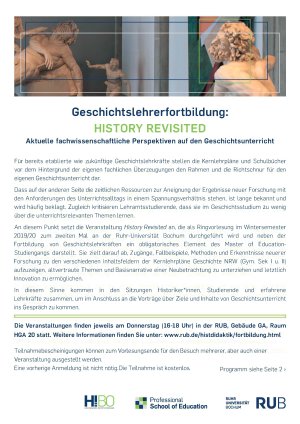Geschichtslehrerfortbildung_RUB_HISTORY REVISITED_WS 201920 Geschichtslehrerfortbildung_RUB_HISTORY REVISITED_WS 201920